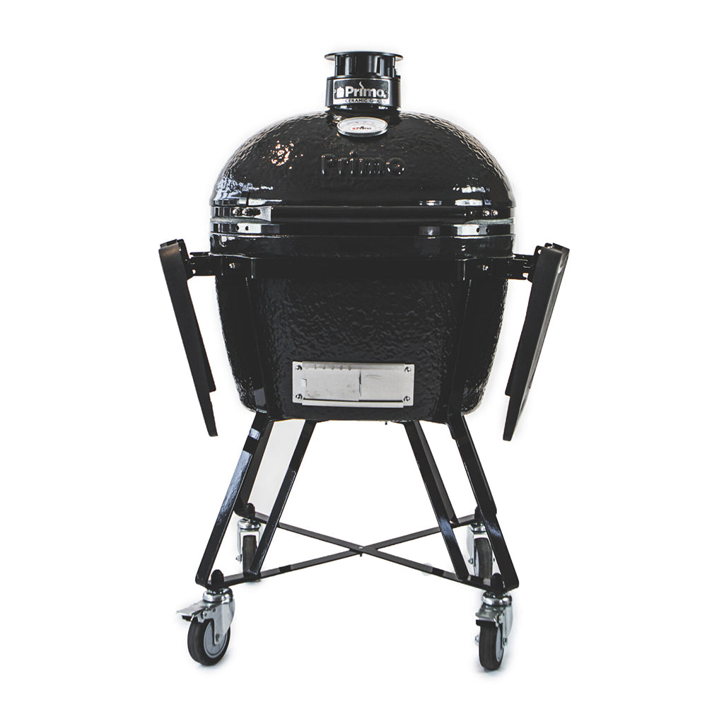 Primo Oval XL 400 All-In-One Charcoal Ceramic Grill with Stand, Side Shelves, Deflector Plates, Ash Tool and Grate Lifter