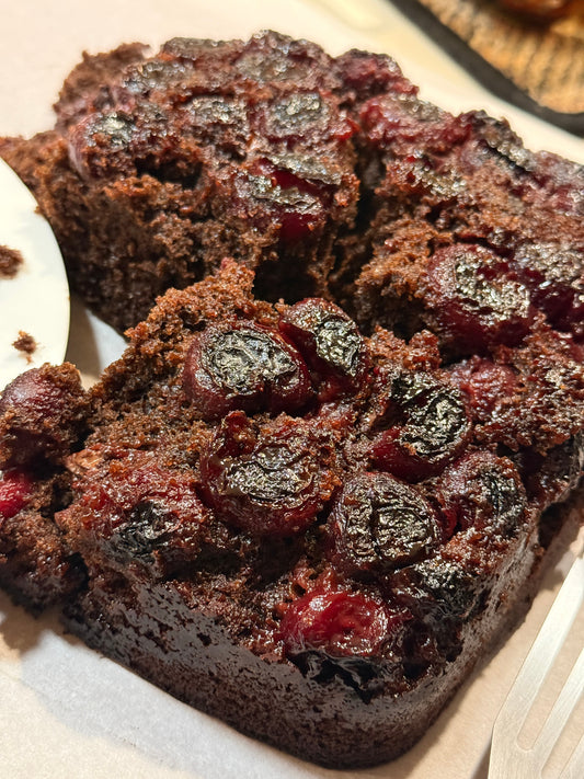 Smoked Upside Down Chocolate Cherry Cake