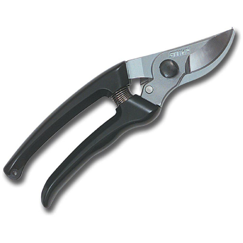 Gardening pruner with black handles on a white background