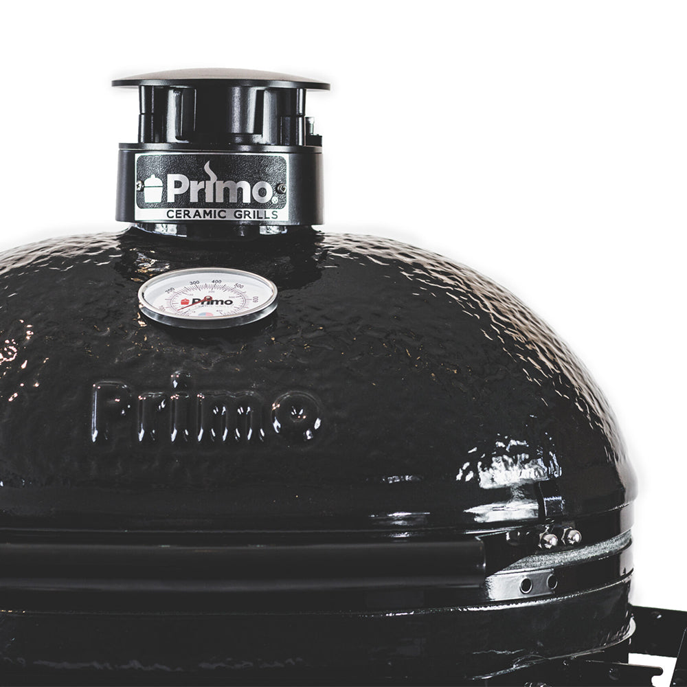 Primo Oval X-Large Charcoal All-In-One (Heavy-Duty Stand, Side Shelves, Ash Tool and Grate Lifter)