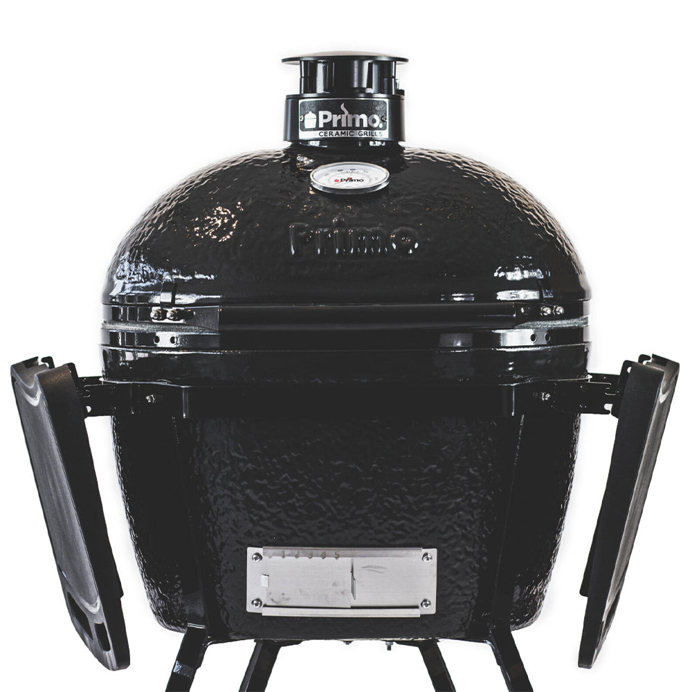 Primo Oval X-Large Charcoal All-In-One (Heavy-Duty Stand, Side Shelves, Ash Tool and Grate Lifter)