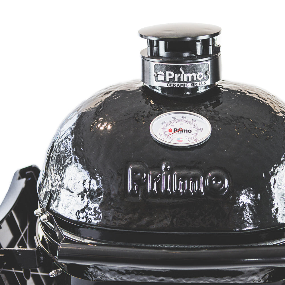 Primo Oval X-Large Charcoal All-In-One (Heavy-Duty Stand, Side Shelves, Ash Tool and Grate Lifter)