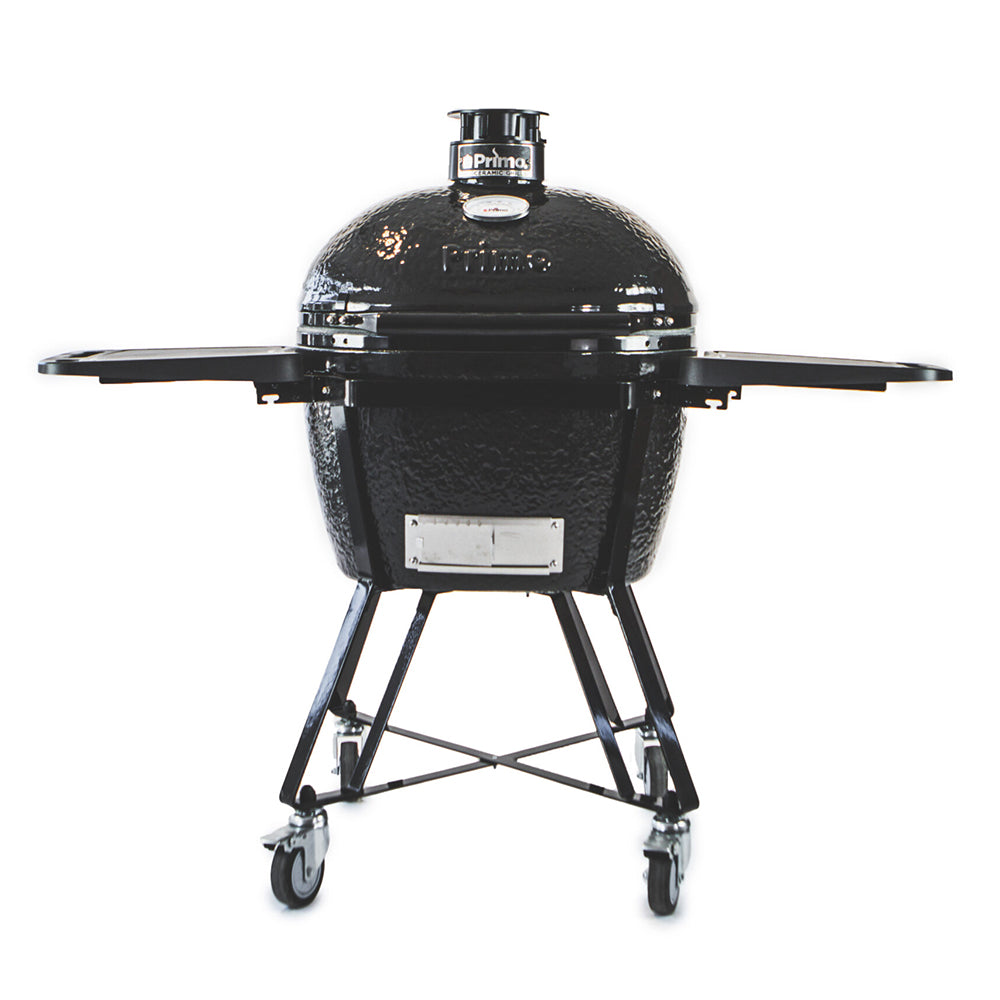Primo Oval X-Large Charcoal All-In-One (Heavy-Duty Stand, Side Shelves, Ash Tool and Grate Lifter)
