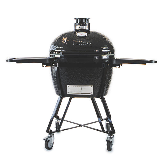 Primo Oval X-Large Charcoal All-In-One (Heavy-Duty Stand, Side Shelves, Ash Tool and Grate Lifter)