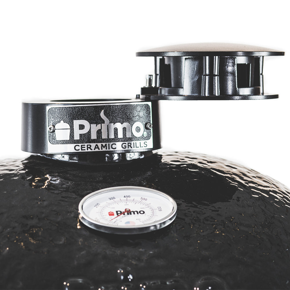 Primo Oval X-Large Charcoal All-In-One (Heavy-Duty Stand, Side Shelves, Ash Tool and Grate Lifter)