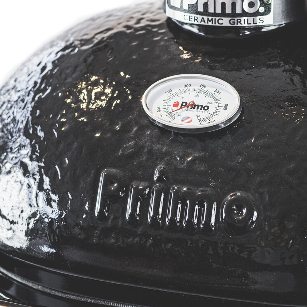 Primo Oval X-Large Charcoal All-In-One (Heavy-Duty Stand, Side Shelves, Ash Tool and Grate Lifter)