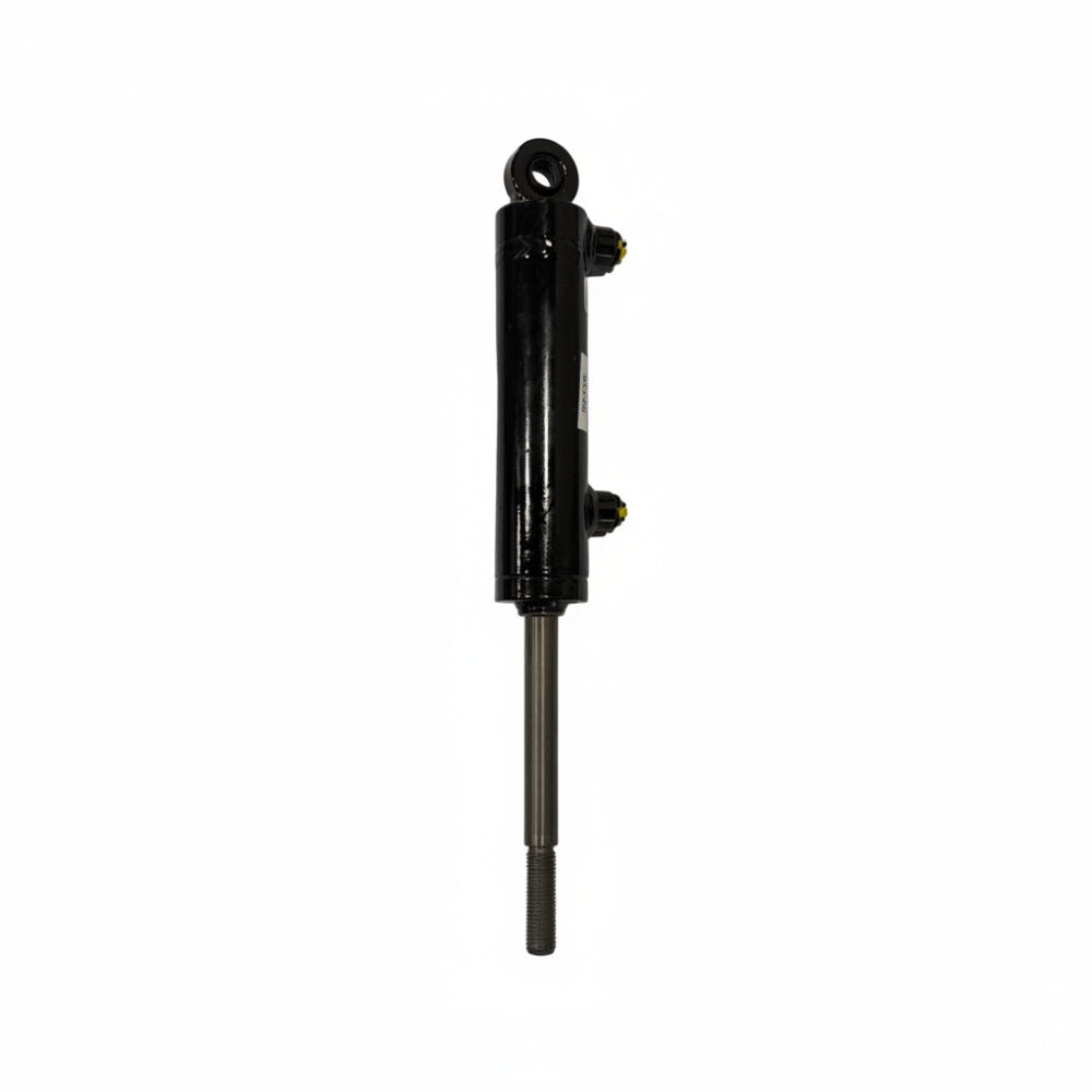 Black hydraulic cylinder on a white background