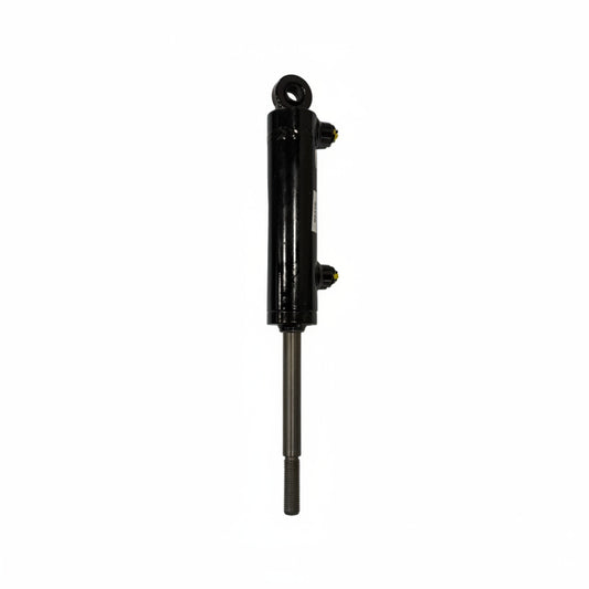 Black hydraulic cylinder on a white background