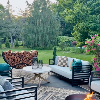 The Woodhaven 5ft Crescent Firewood Rack and Cover