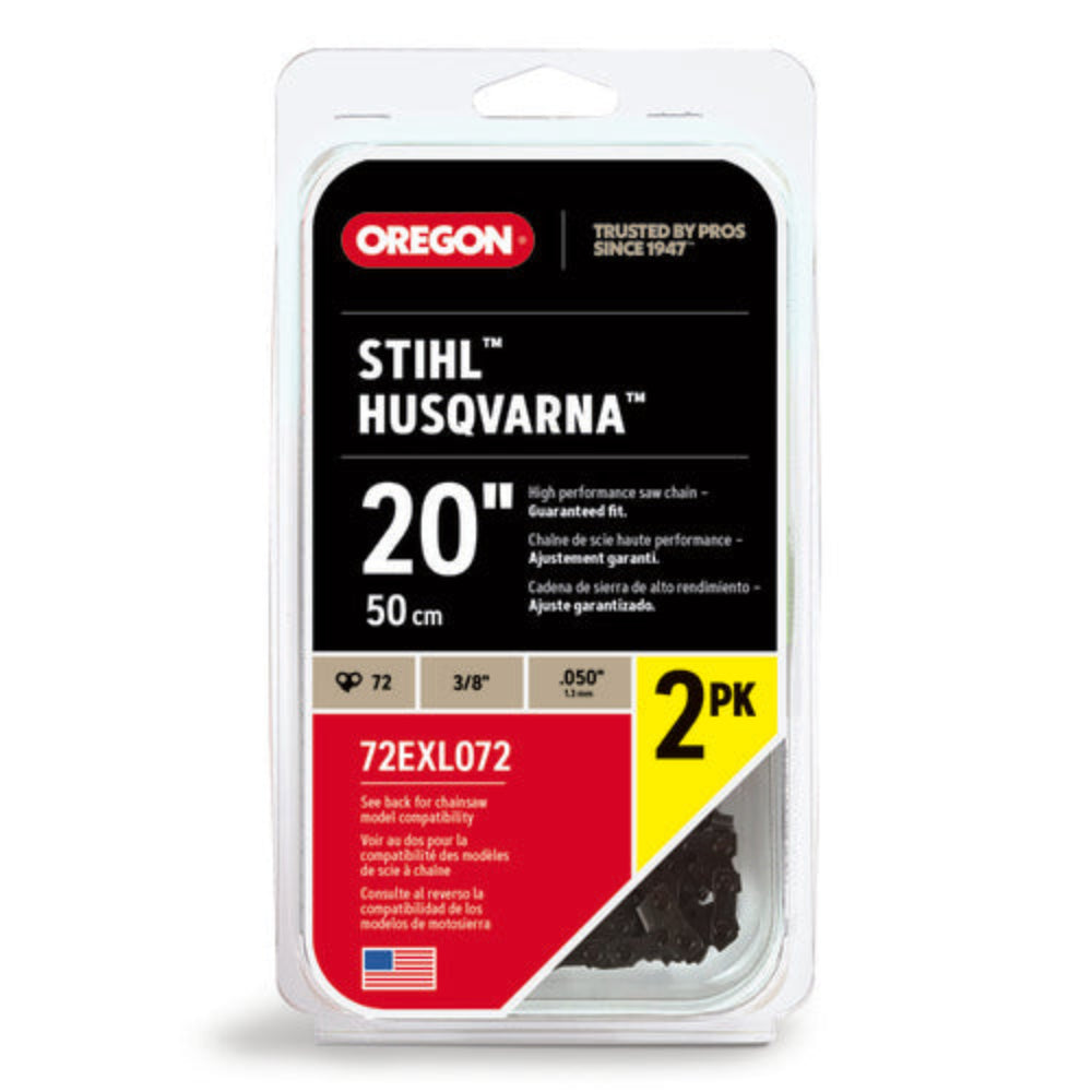 Oregon 72EXL072G PowerCut Saw Chain, .050" 3/8" 72DL (2-Pack)