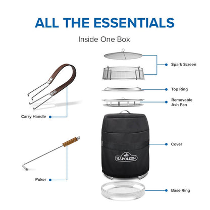 Napoleon grill set with all essential parts labeled on a white background