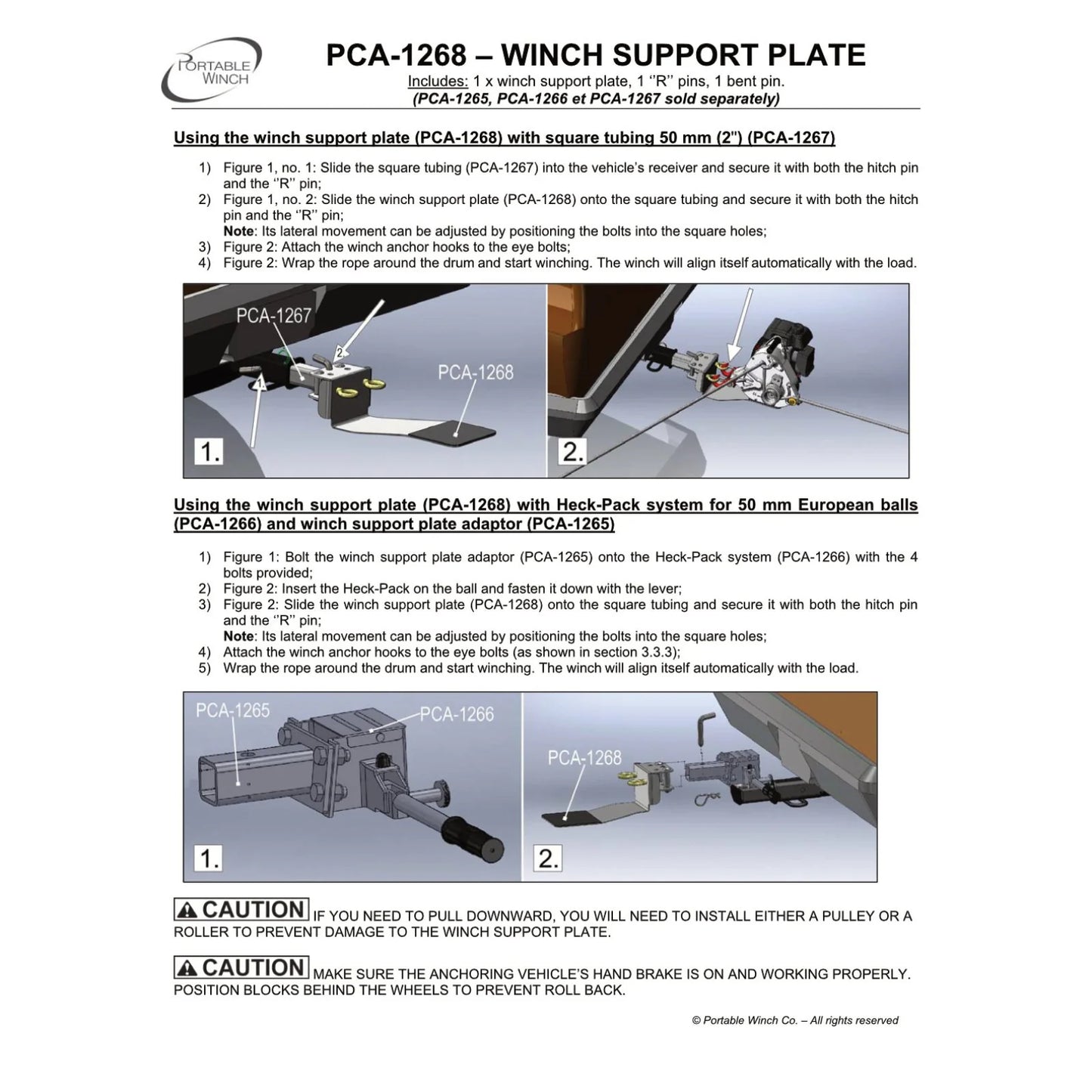 Portable Winch PCA-1268 Winch Support Plate