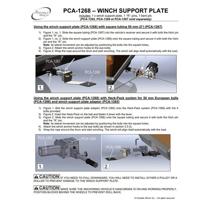 Portable Winch PCA-1268 Winch Support Plate