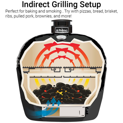 Primo Oval XXL Charcoal All-In-One (XX-Large) (Heavy-Duty Stand, Side Shelves, Ash Tool and Grate Lifter)