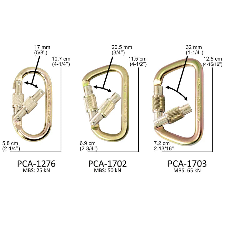 Portable Winch Steel Oval Locking Carabiner — 5000-lb. Breaking Strength, Model# PCA-1276