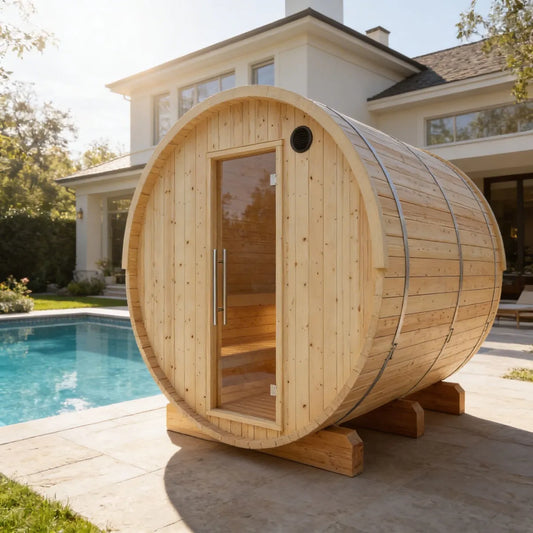 Tampere Finnish Barrel Sauna with WiFi Heater - Finnish Sauna Builders