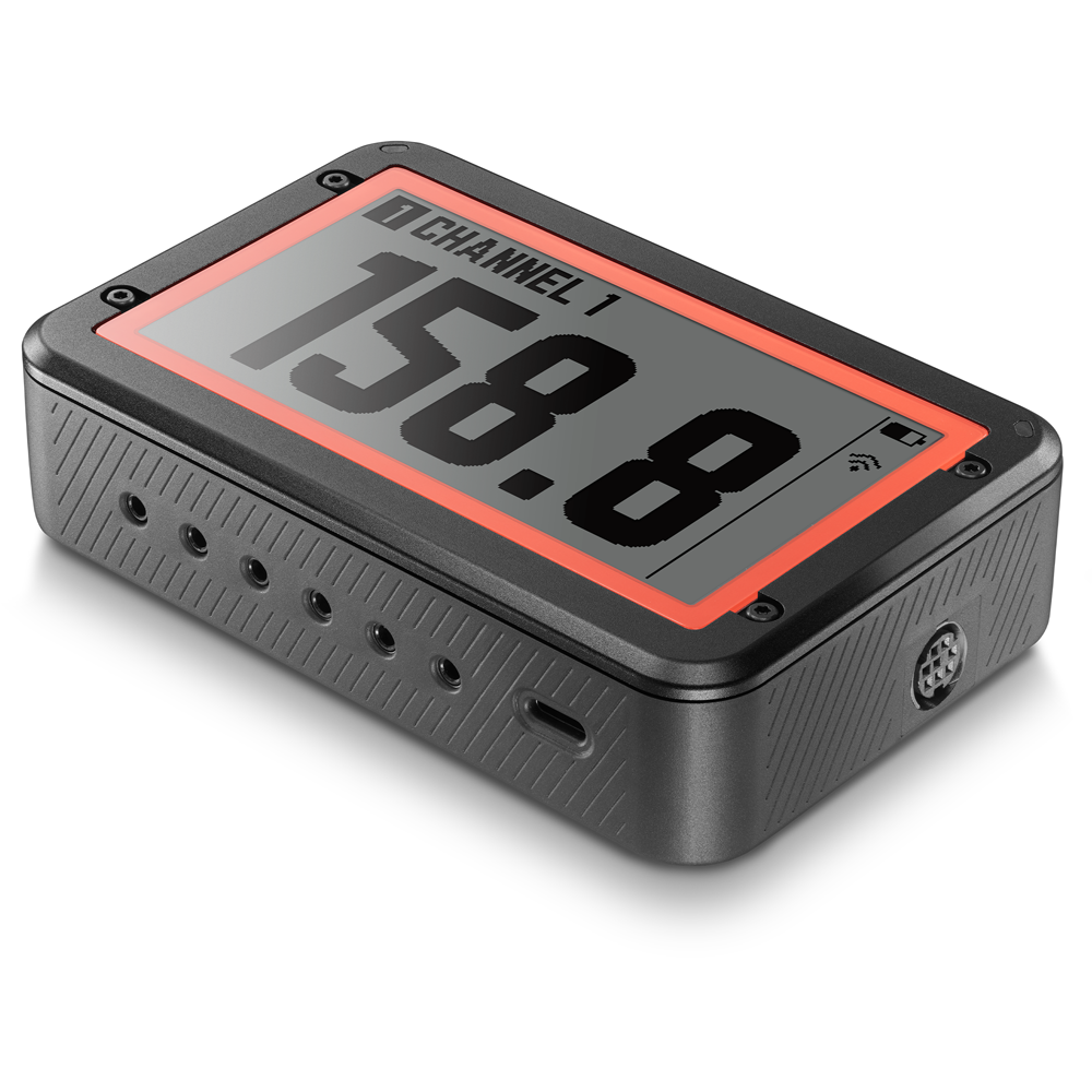 FireBoard 2 thermometer showing its LCD screen and six probe ports